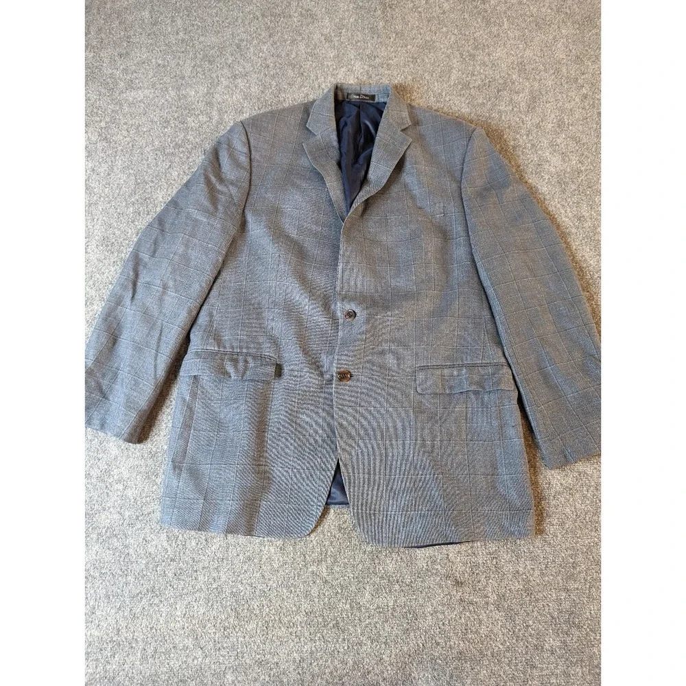 Lauren Ralph Lauren Men's Silk/Wool Blend Blazer Sz 44L Gray Classic Two Button
